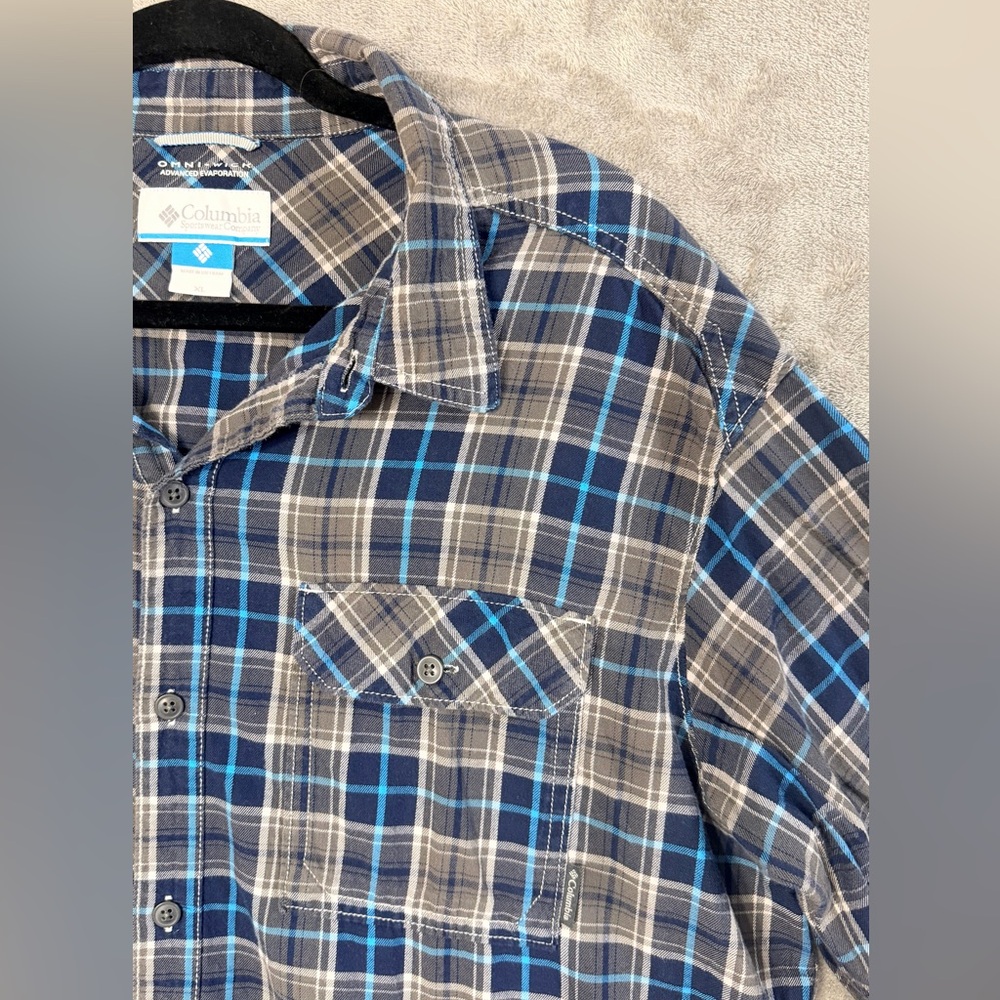 Columbia‎ Omni-Wick Plaid Button Up Shirt Men’s XL Blue Gray Long Sleeve Outdoor